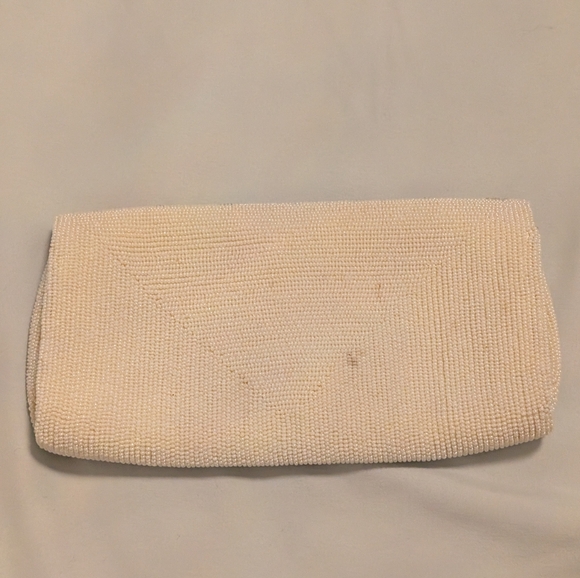 Vintage 1950s–60s Hand-Beaded Pastel Pearl Clutch – Bridal, Cocktail, Formal - Picture 7 of 14